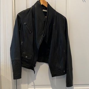 Vince Black Lambskin Leather Motorcycle Jacket S